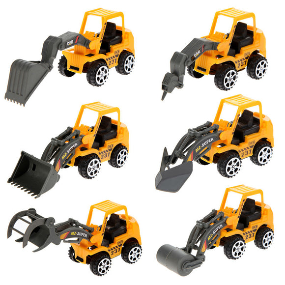 6Pcs Mini Excavator Model Car Toys